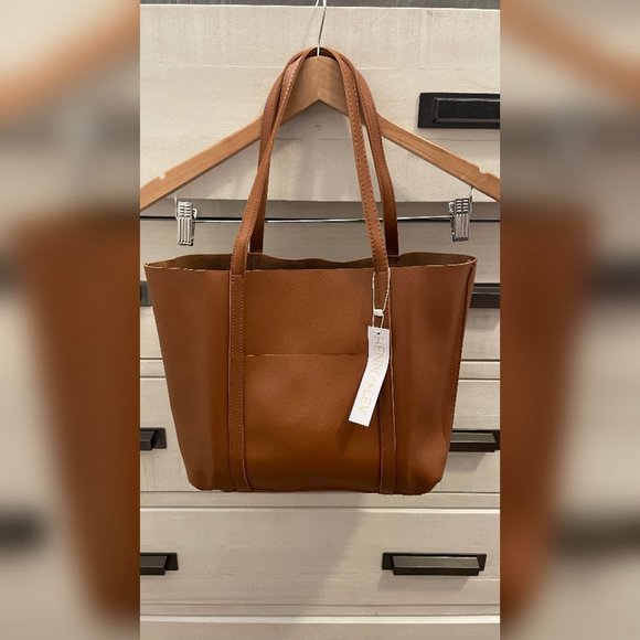 Henny + Lev Handbags - Henny + Lev Vegan Leather Brown Tote Bag